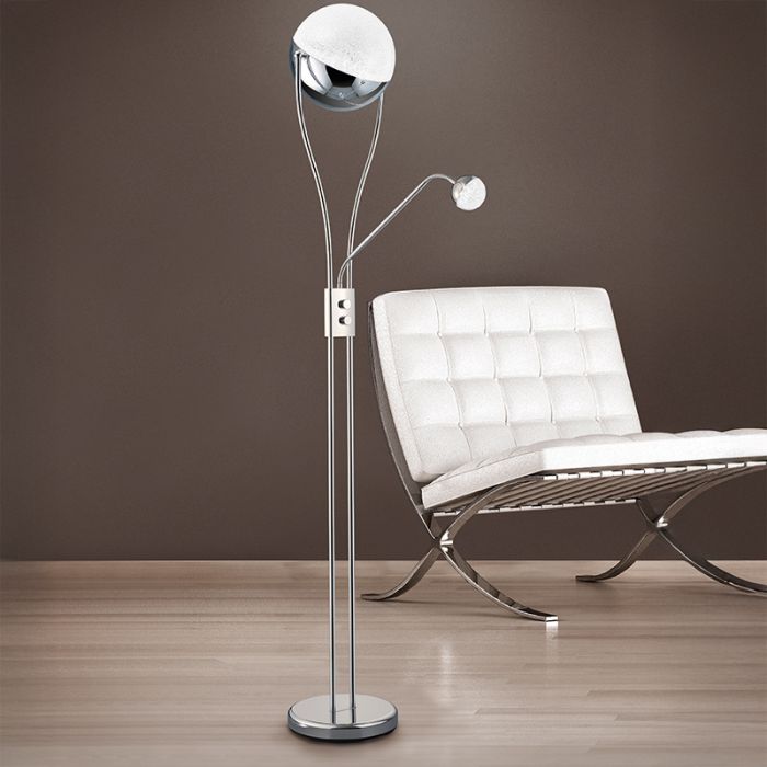 Lampada da terra retrò cromata, Xelly, 22W, 3000K LED, con interruttore