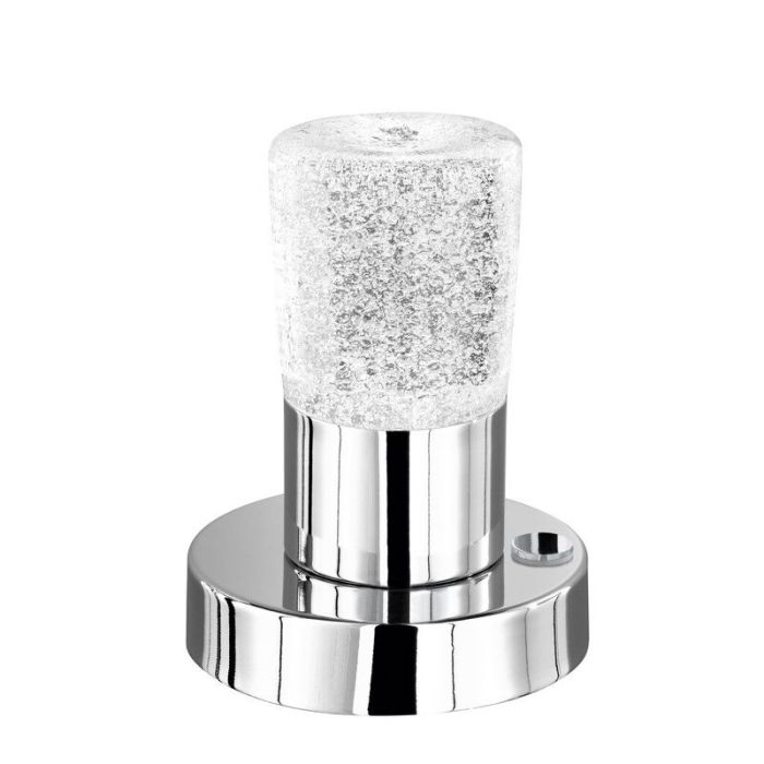 Lampada da tavolo classica cromata, Merle, 4,3W, 3000K LED, con interruttore