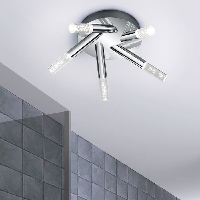 Lampada da soffitto da bagno design cromata, Delfina, 3,1W, 3000K LED, IP44