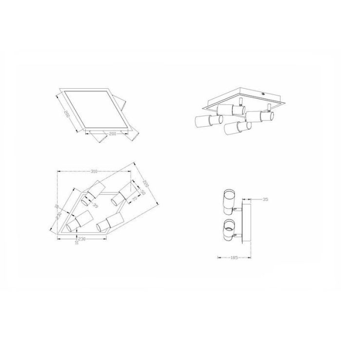 Faretto da soffitto grigio in vetro, Morely, 4,3W, 3000K LED