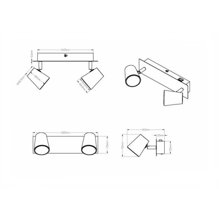 Applique da parete bianca in vetro, Laysha, 6W, 3000K LED, con interruttore