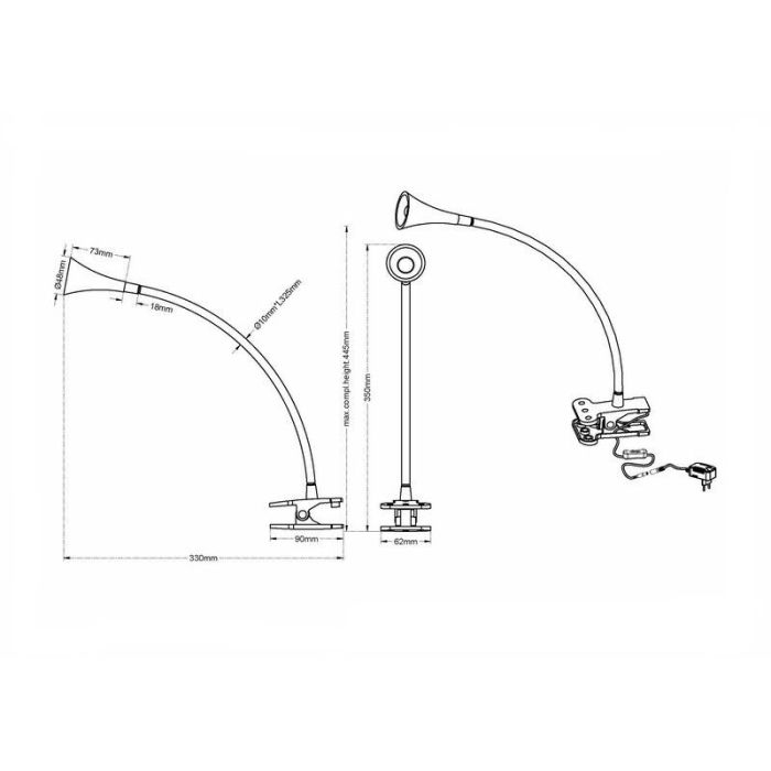 Faretto con pinza bianco in plastica, Yelaisa, 3W, 3000K LED, con interruttore