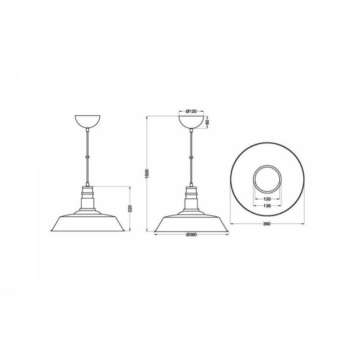 Lampada a sospensione industriale in rame, Yanaisha