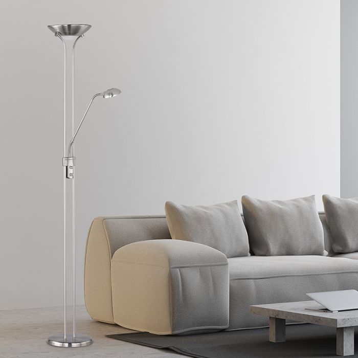 Lampada da terra moderna nera, Aiden, 20W, 3000K LED, con interruttore