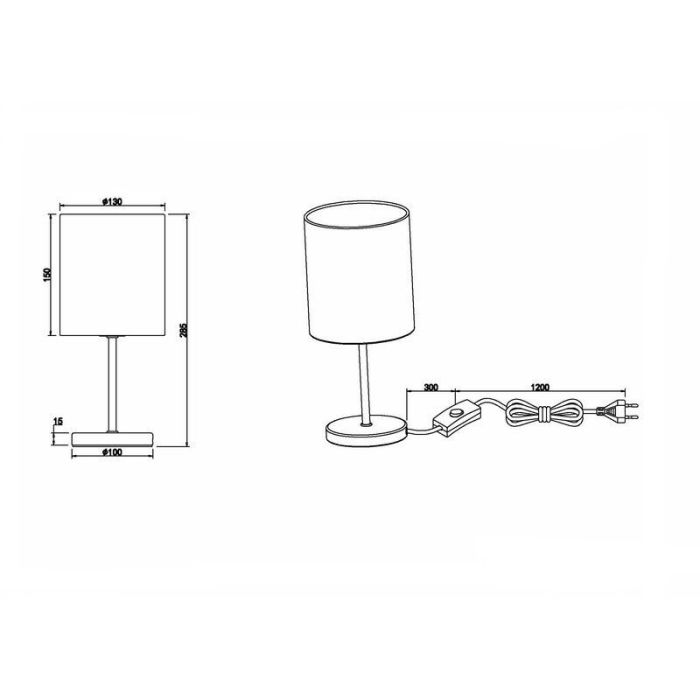 Lampada da tavolo moderna cromata, Zoe, con interruttore