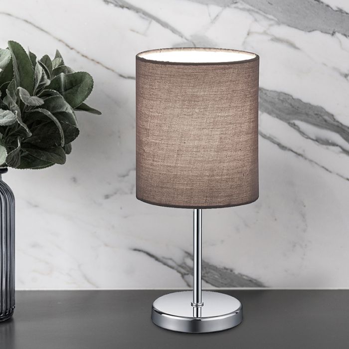 Lampada da tavolo moderna cromata, Zoe, con interruttore