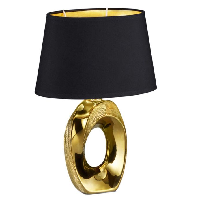 Lampada da tavolo in ceramica dorata, Moldrup, con interruttore