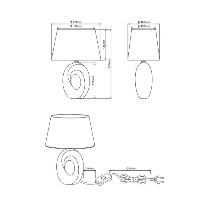 Lampada da tavolo in ceramica dorata, Moldrup, con interruttore