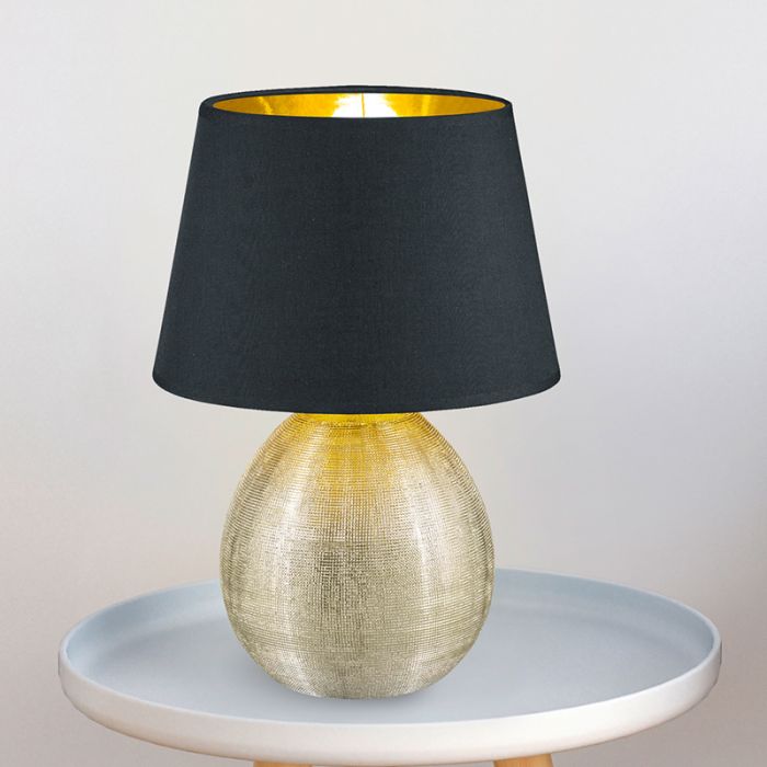Lampada da tavolo in ceramica dorata, Yet, con interruttore