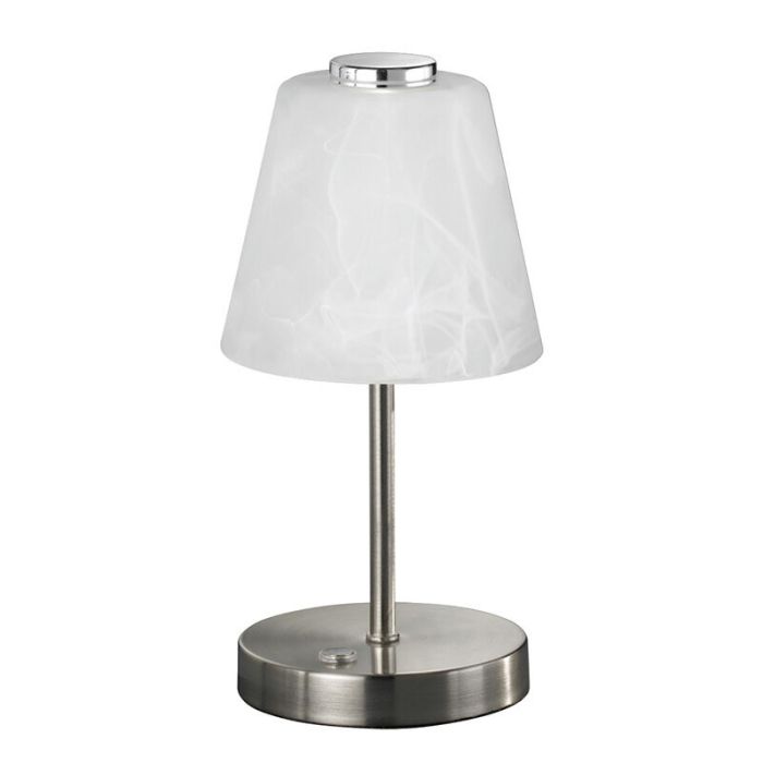 Lampada da tavolo moderna in nichel, Nakskov, 2,5W, 3000K LED, con interruttore