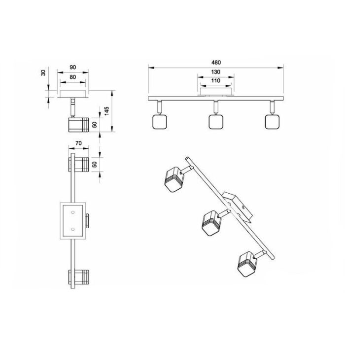 Faretto da soffitto moderno in nichel, Kolind, 4W, 3000K LED