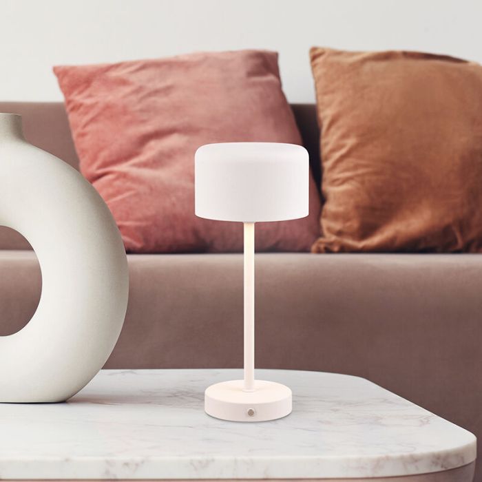 Lampada da tavolo moderna bianca, Dustin, 1,5W, 3000K LED, controllo touch