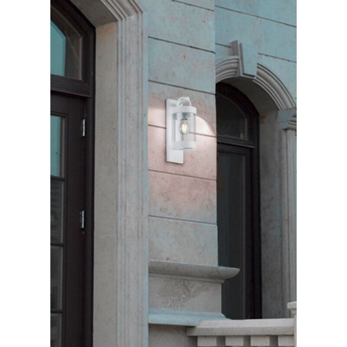 Applique da esterno con sensore crepuscolare moderna bianca, Sambesi, IP44