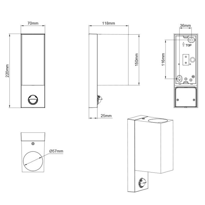Applique da esterno con sensore di movimento moderna antracite, Laurien, IP44