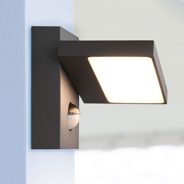 Applique da esterno con sensore di movimento moderna antracite, Tabita, 8W, 3000K LED, IP54