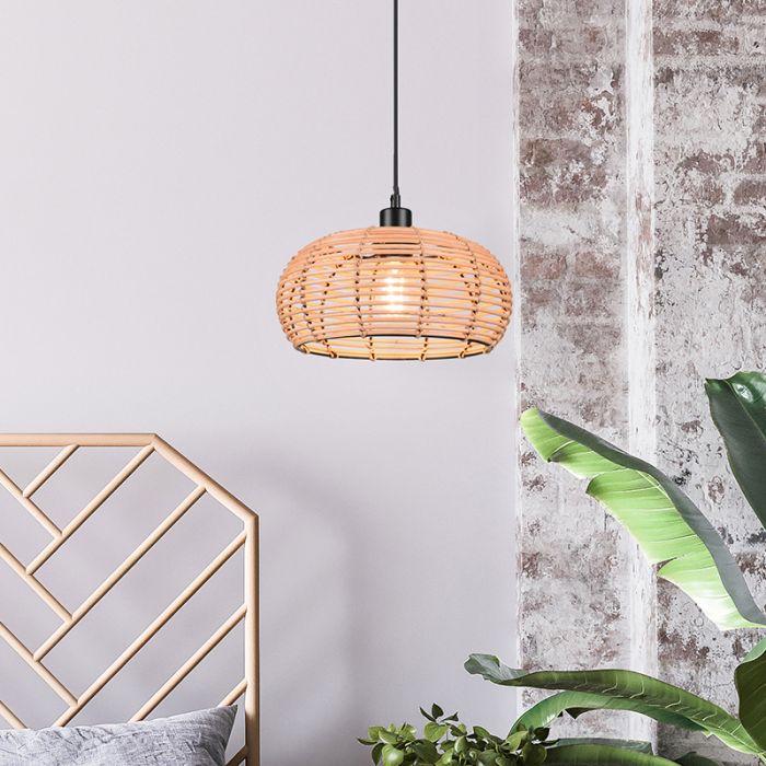 Lampada a sospensione in rattan marrone, Nesrine