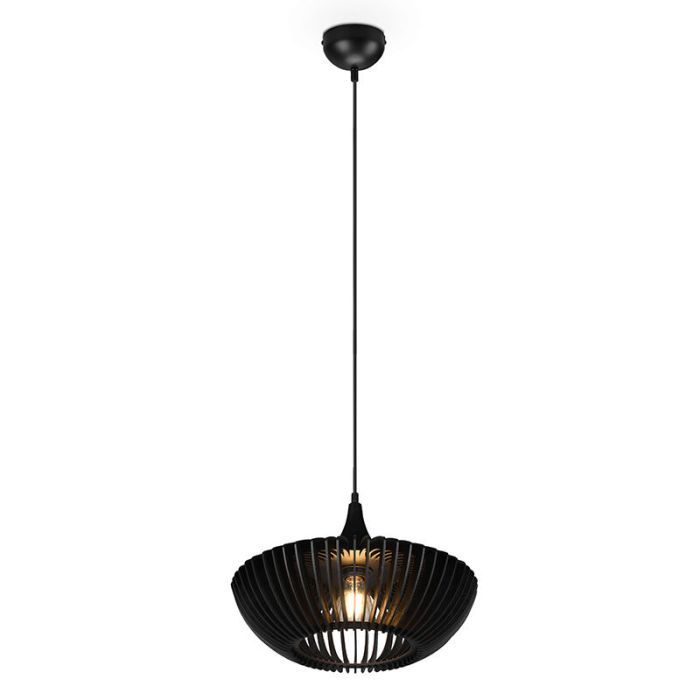 Lampada a sospensione in legno nera, Mirjan