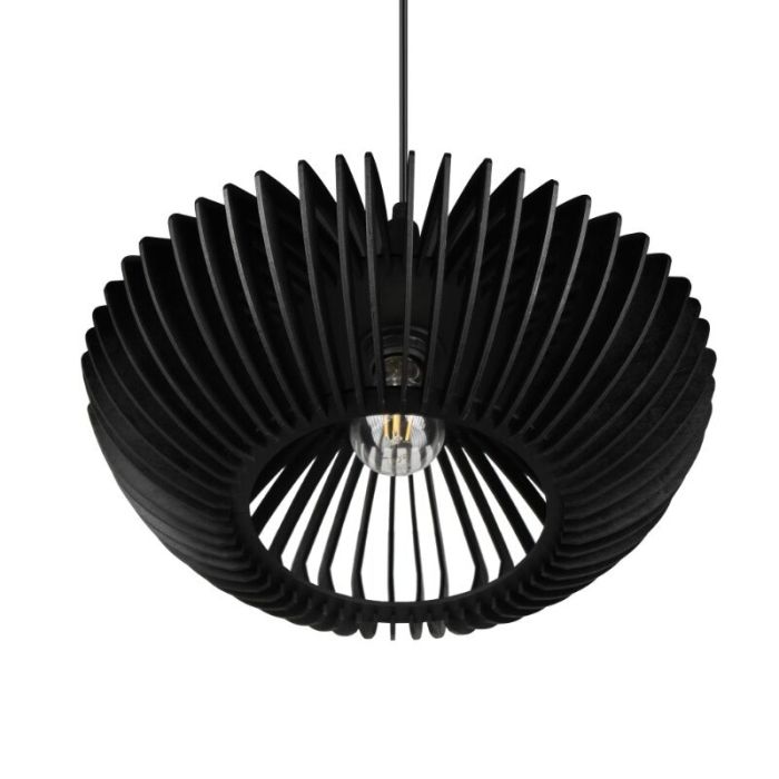 Lampada a sospensione in legno nera, Mirjan