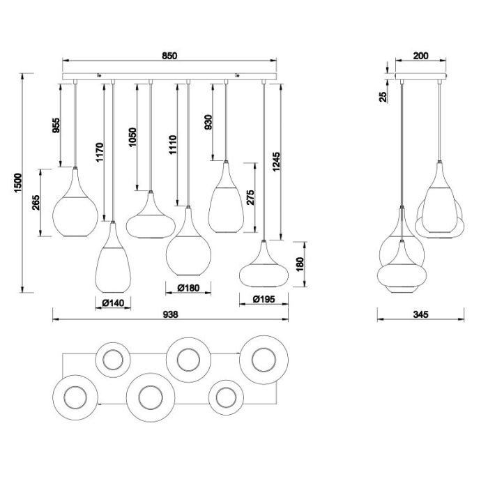 Lampada a sospensione design nera, Sybren