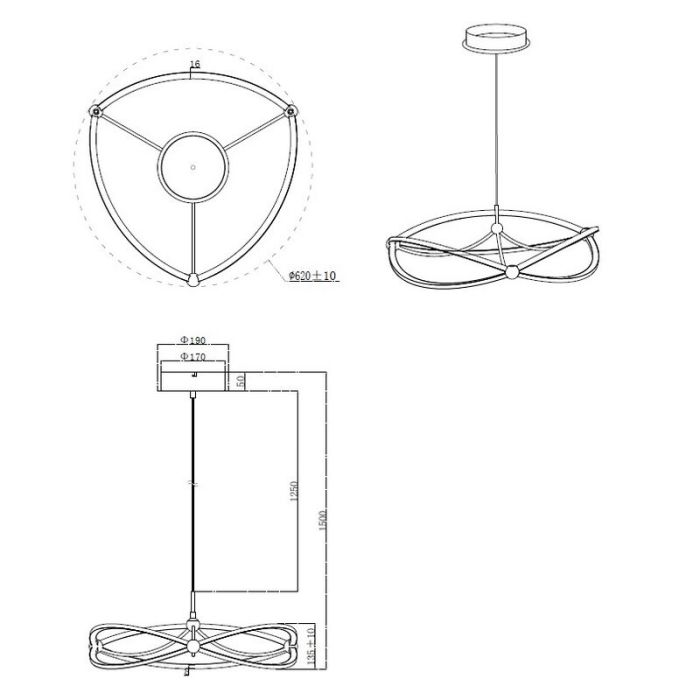 Lampada a sospensione moderna in nichel, Remy, 42W, 3000K LED