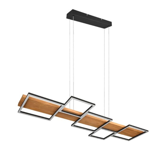 Lampada a sospensione in legno marrone, Justian, 42W, 3000K LED, dimmer in 3 fasi