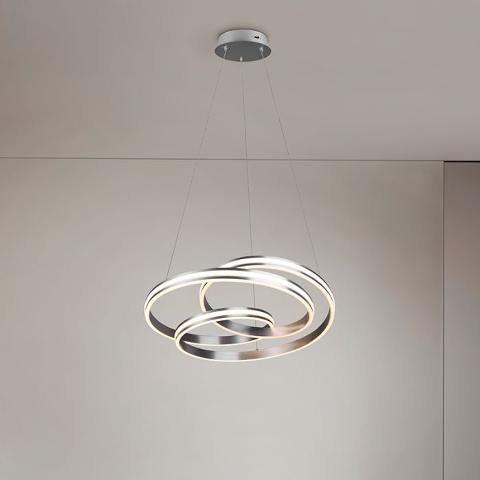 Lampada a sospensione moderna in nichel, Elyse, 60W, colore regolabile LED