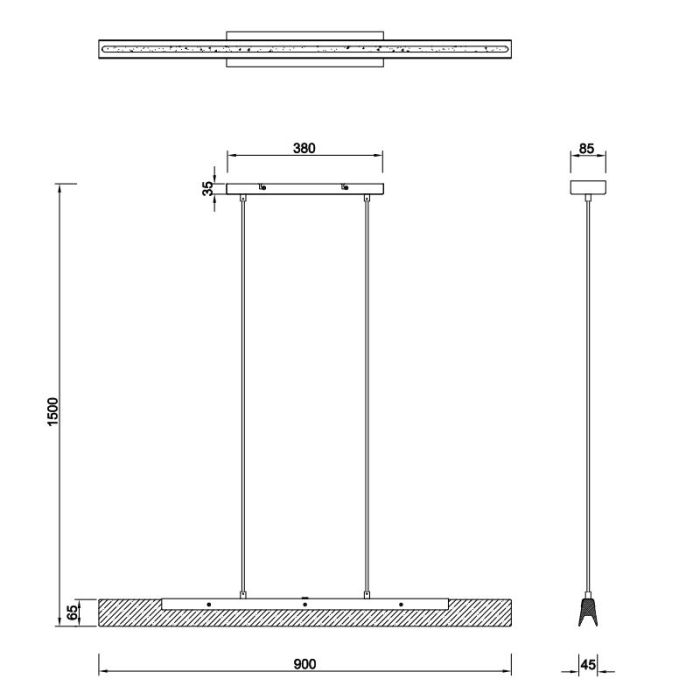 Lampada a sospensione in legno marrone, Neville, 25W, 3000K LED, dimmer in 3 fasi