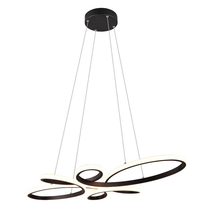 Lampada a sospensione per tavolo da pranzo design nera, Vikash, 32W, 3000K LED, dimmer in 3 fasi
