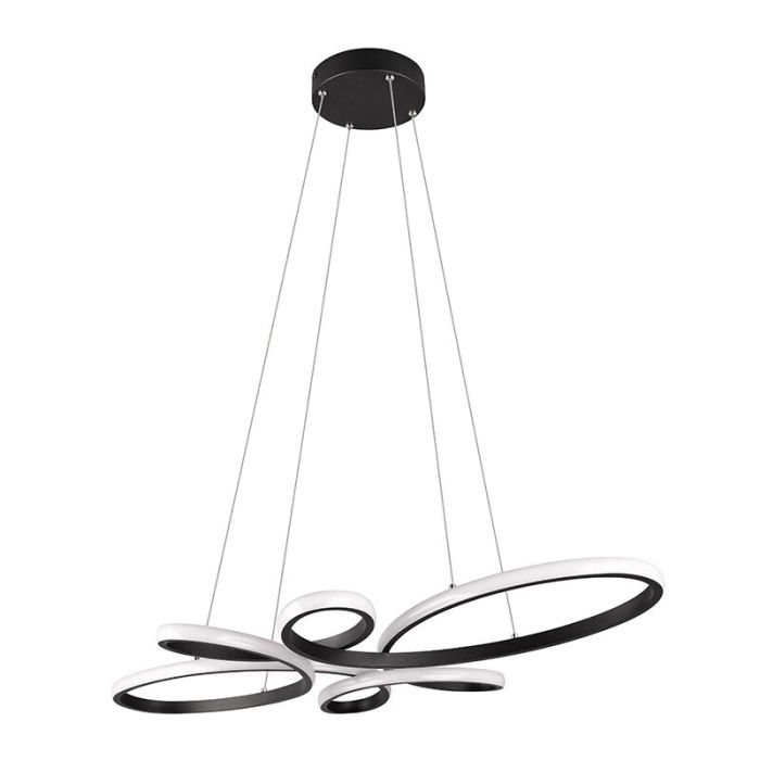 Lampada a sospensione per tavolo da pranzo design nera, Vikash, 32W, 3000K LED, dimmer in 3 fasi
