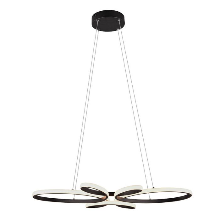Lampada a sospensione per tavolo da pranzo design nera, Vikash, 32W, 3000K LED, dimmer in 3 fasi