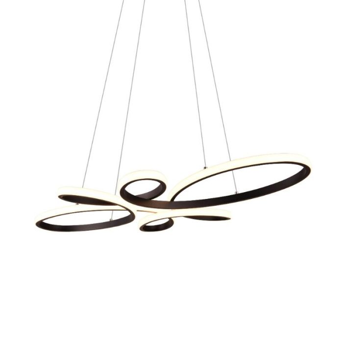 Lampada a sospensione per tavolo da pranzo design nera, Vikash, 32W, 3000K LED, dimmer in 3 fasi