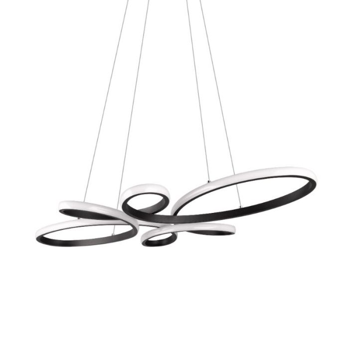 Lampada a sospensione per tavolo da pranzo design nera, Vikash, 32W, 3000K LED, dimmer in 3 fasi