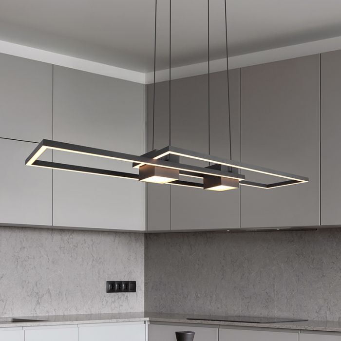 Lampada a sospensione design nera, Sohaib, 37W, bianco regolabile tra caldo e freddo LED, dimmer in 3 fasi