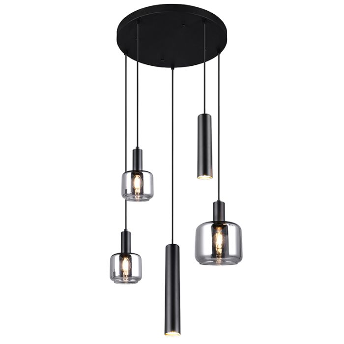 Lampada a sospensione per tavolo da pranzo design nera, Lahcen