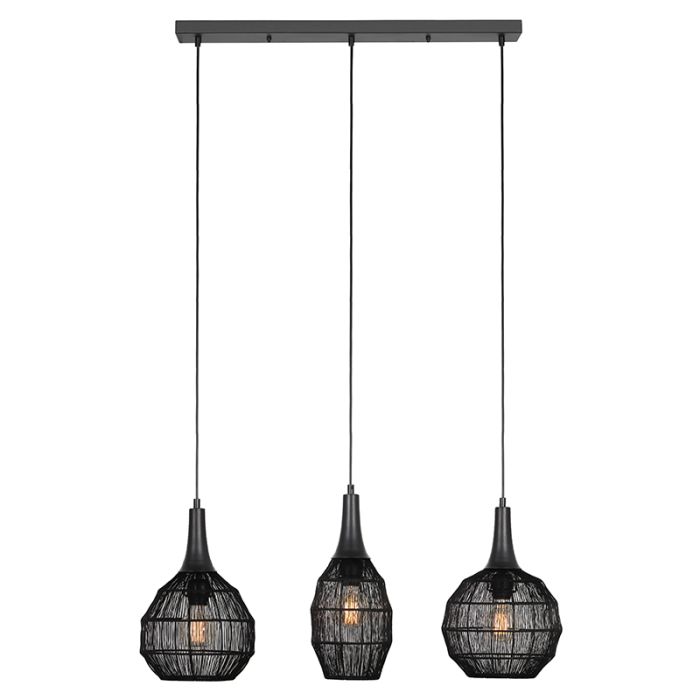 Lampada a sospensione rustica nera, Rins