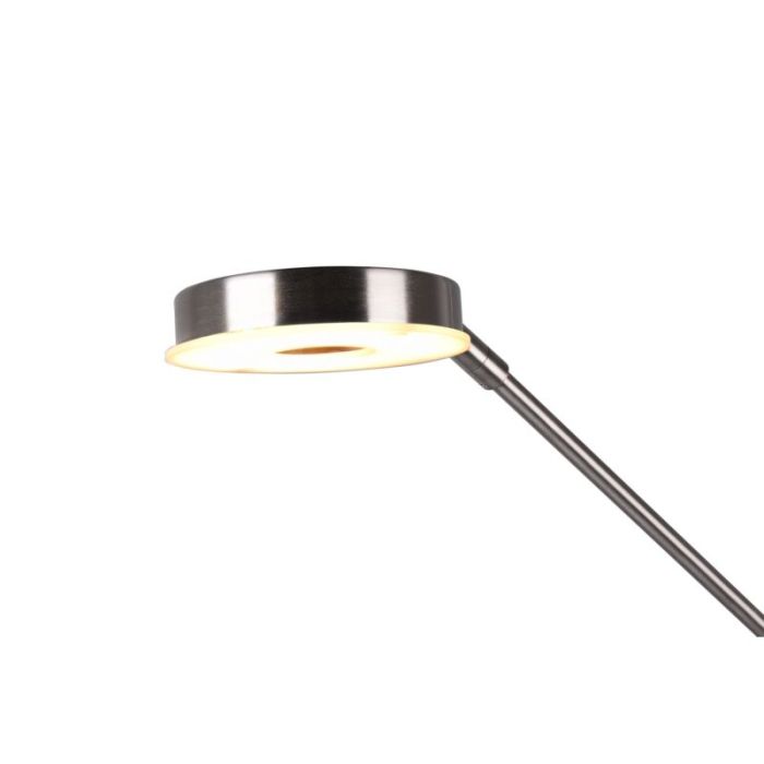 Piantana da lettura da terra moderna in nichel, Yazid, 32W, colore regolabile LED, controllo touch