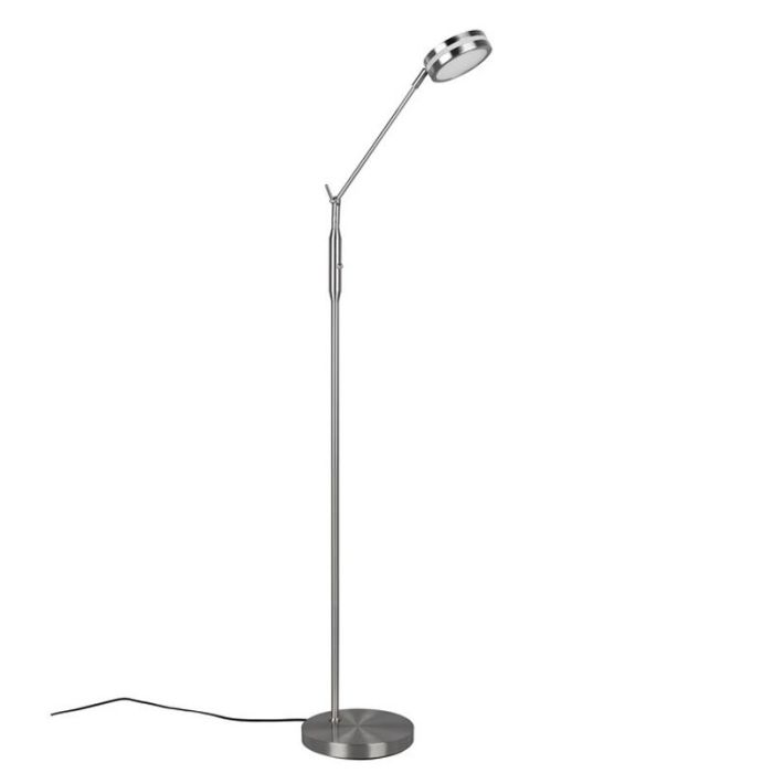 Piantana da lettura da terra moderna in nichel, Marjon, 6W, bianco regolabile tra caldo e freddo LED, controllo touch