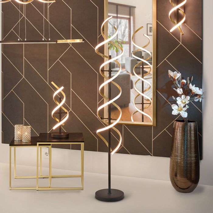 Lampada da terra design in ottone, Sylvian, 32W, bianco regolabile tra caldo e freddo LED, controllo touch