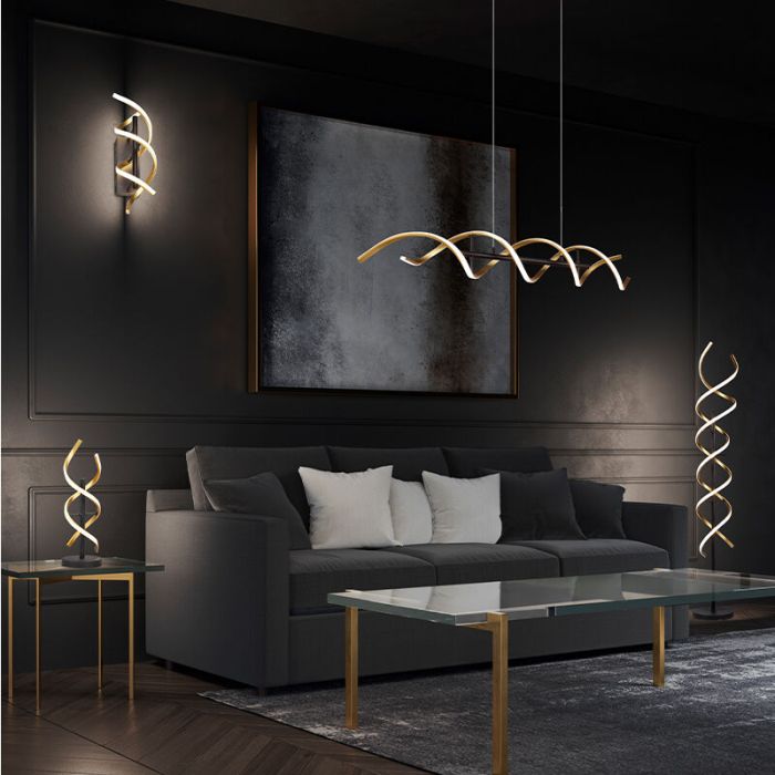 Lampada da terra design in ottone, Sylvian, 32W, bianco regolabile tra caldo e freddo LED, controllo touch