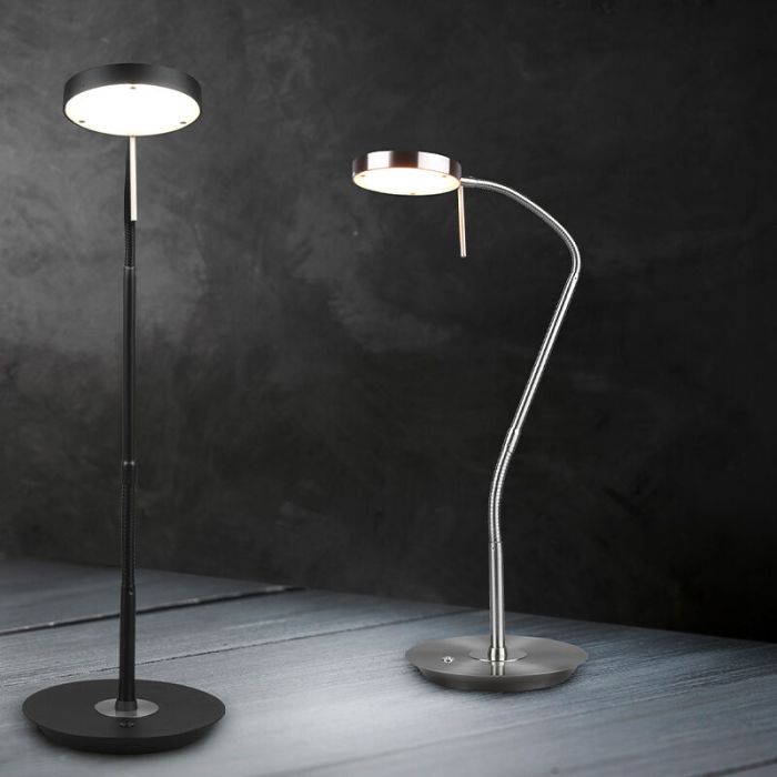 Lampada da tavolo moderna in nichel, Bilge, 12W, colore regolabile LED, con interruttore