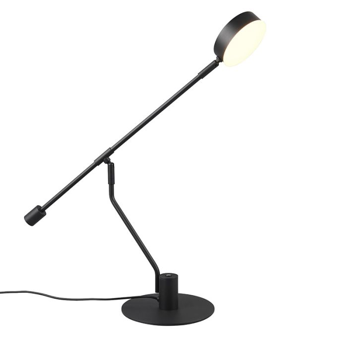 Lampada da tavolo moderna nera, Koendert, 6W, white switch LED, controllo touch