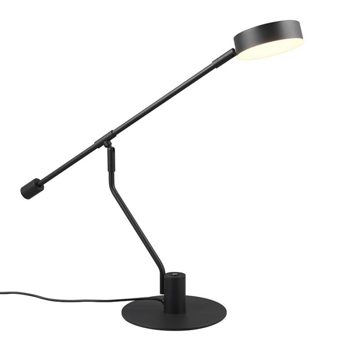 Lampada da tavolo moderna nera, Koendert, 6W, white switch LED, controllo touch
