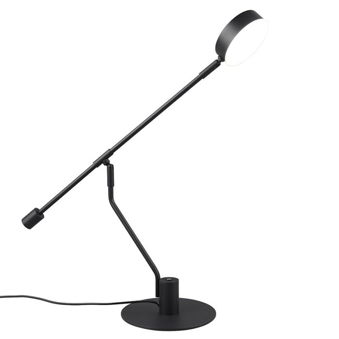 Lampada da tavolo moderna nera, Koendert, 6W, white switch LED, controllo touch
