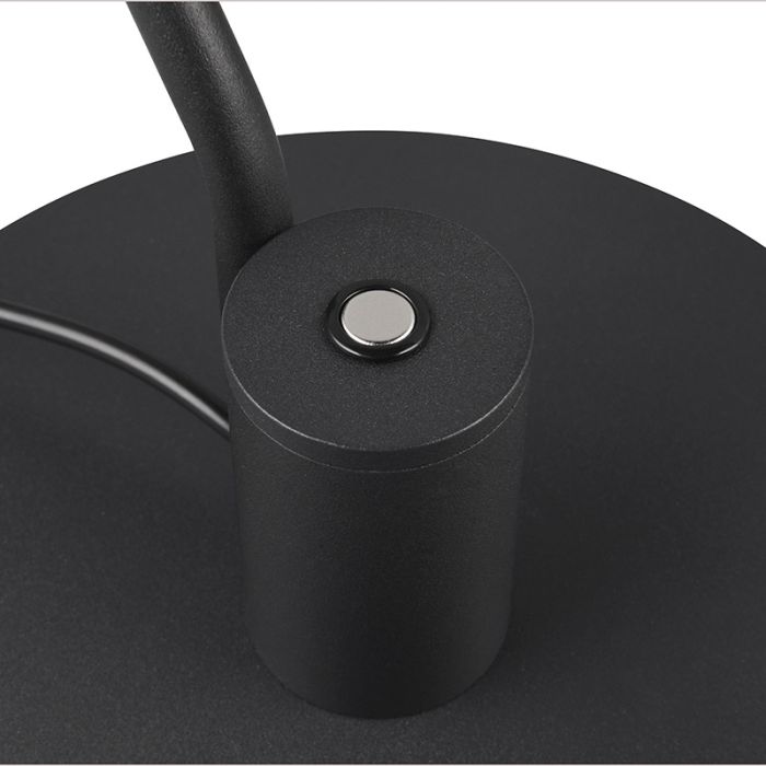 Lampada da tavolo moderna nera, Koendert, 6W, white switch LED, controllo touch