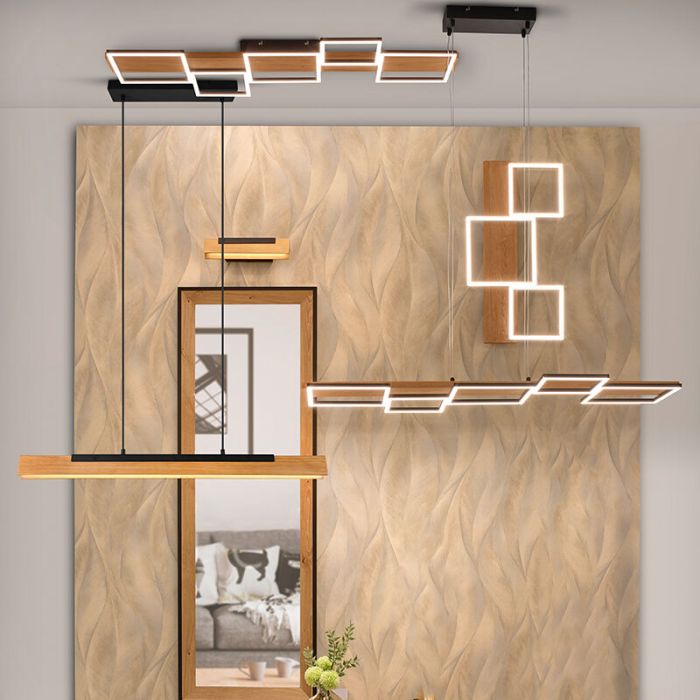 Plafoniera in legno marrone, Justian, 42W, 3000K LED, dimmer in 3 fasi