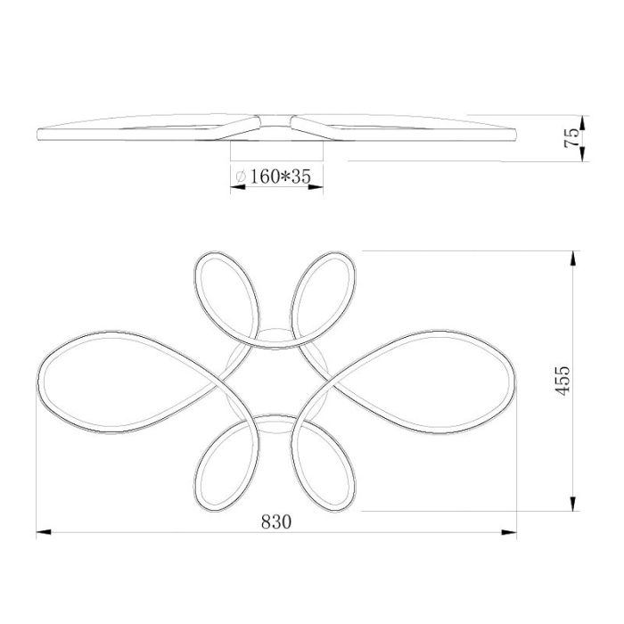 Lampada da soffitto design nera, Vikash, 32W, 3000K LED, dimmer in 3 fasi