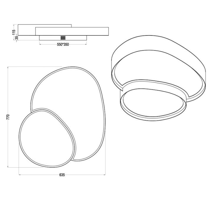 Lampada da soffitto nera metallo, Merwin, 51W, bianco regolabile tra caldo e freddo LED