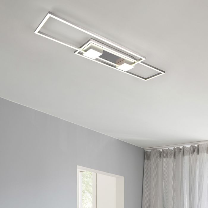 Plafoniera design in nichel, Sohaib, 37W, bianco regolabile tra caldo e freddo LED, dimmer in 3 fasi