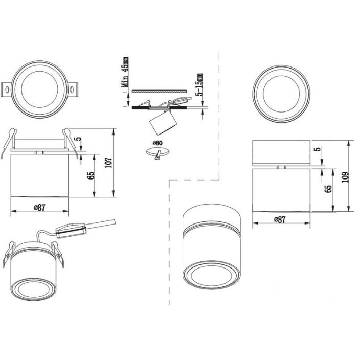 Plafoniera moderna bianca, Jorno, 3,5W, 3000K LED