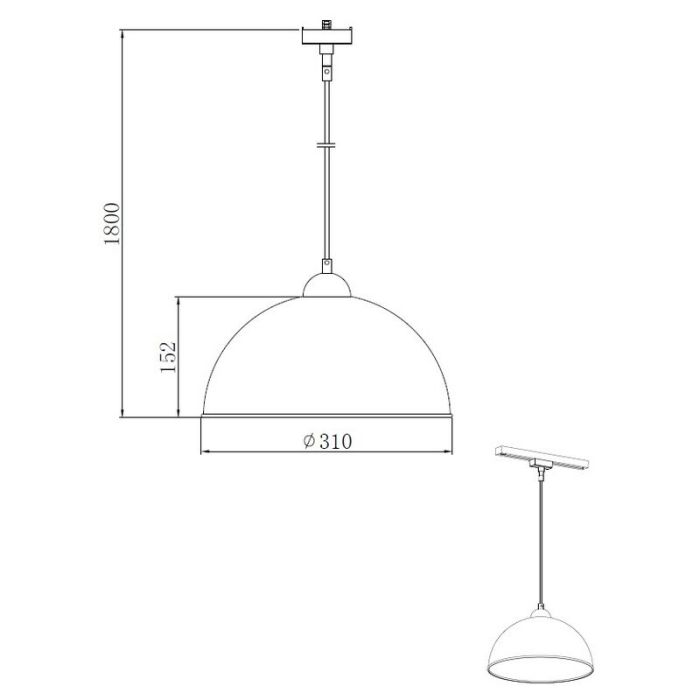 Lampada a sospensione Ivar con illuminazione a binario a 2 fasi nera con oro